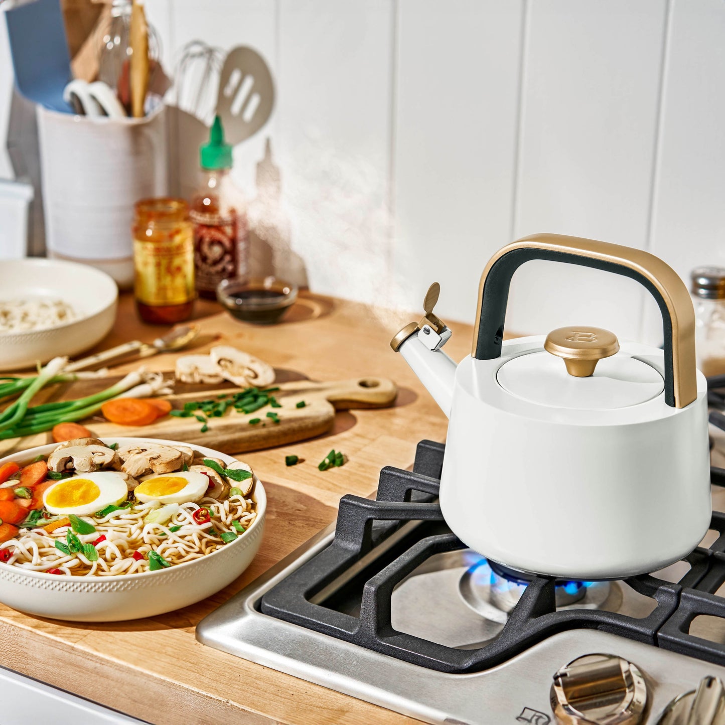 1.8L Ceramic Non-Stick Stovetop Tea Kettle, White Icing by Drew Barrymore