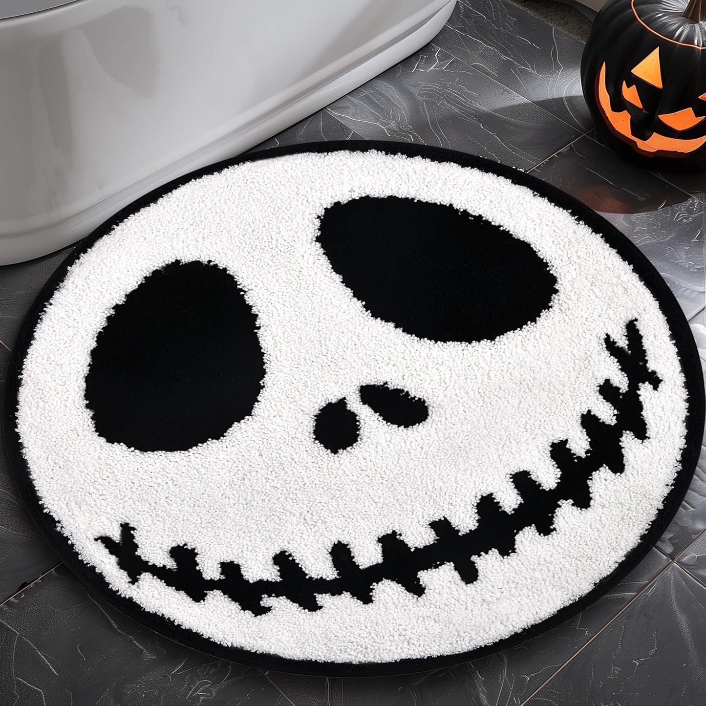 Jack and Sally Nightmare Halloween Bathroom Rugs Mat Non-Slip Bath Rugs for Indoor Bathroom Floor Mats before Christmas Home Room Decor