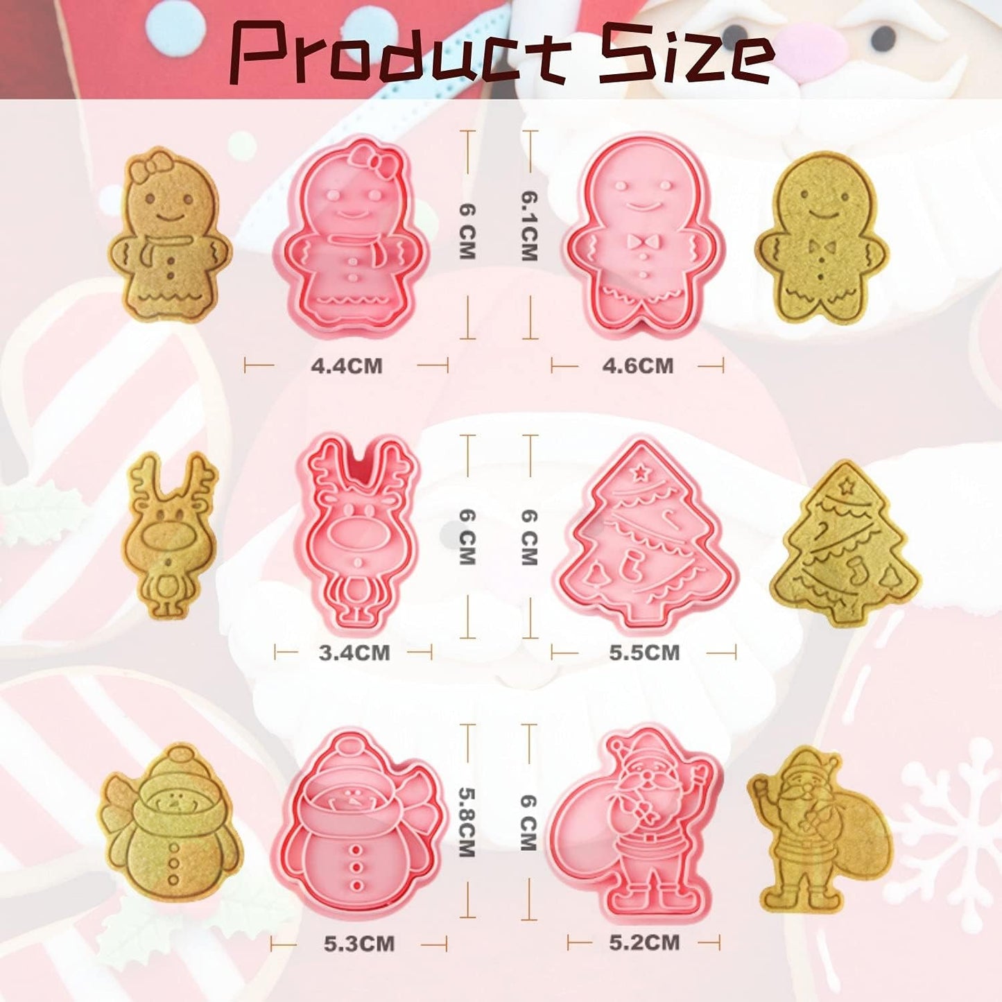 Christmas Cookie Cutter Set, 6Pcs 3D Pressable Christmas Biscuit Cutters Set - Gingerbread Man, Christmas Tree, Snowman,Embossed Stamped Pastry Cutters, for Kitchen Bakeware