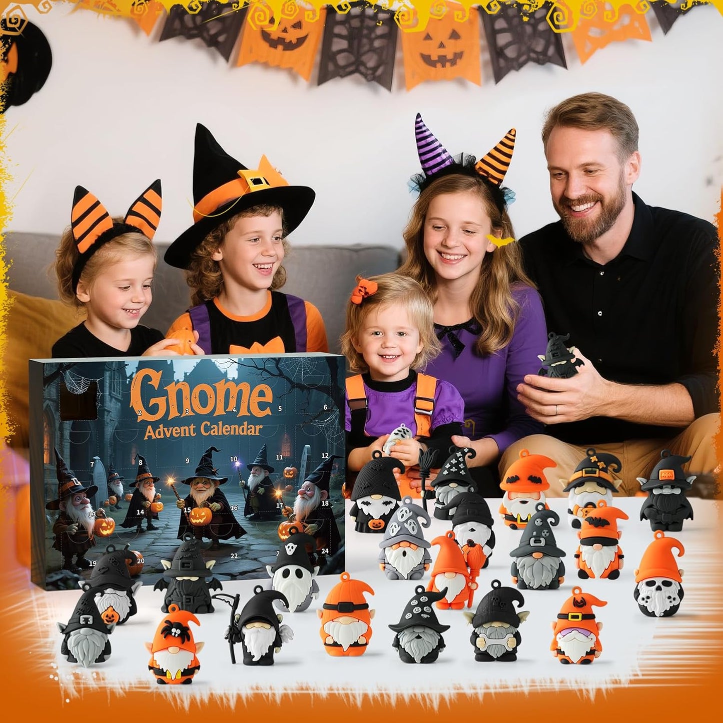 Halloween Gnome Advent Calendar 2025,24 Day Halloween Countdown Calendar with 24Pcs Collectible Gnome for Kids Boys Girls Adult Teens,Gnome Ornaments Decorations Gifts