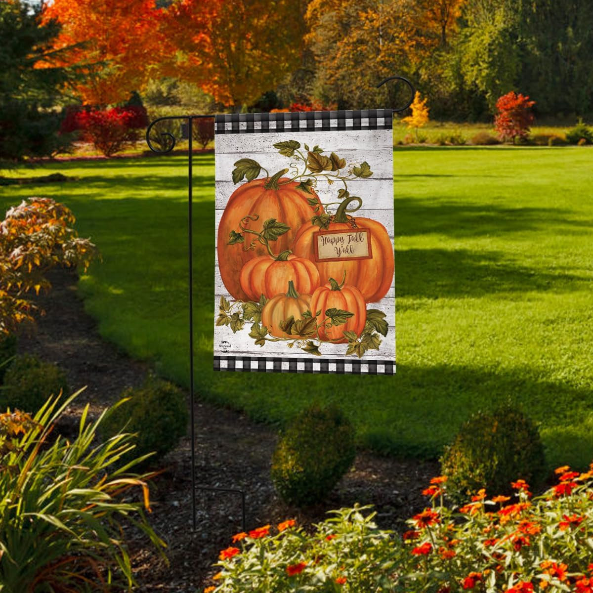 Garden Flag 12X18 for Outdoor Happy Fall Y'All Pumpkins Farmhouse for Fall Garden Flag Flags for Outside