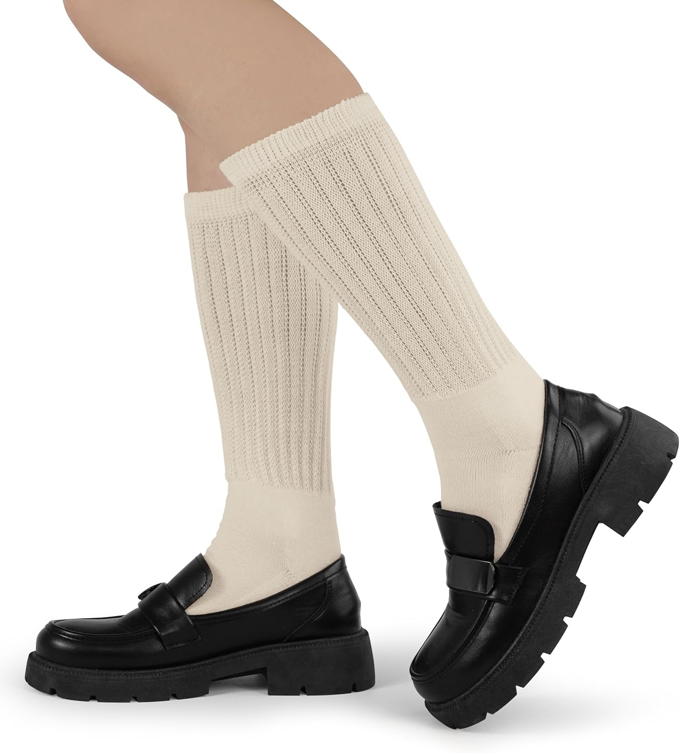Crew Slouch Socks Women - Retro Scrunch Short Sock - Soft Solid Ankle Socks Size 5-11