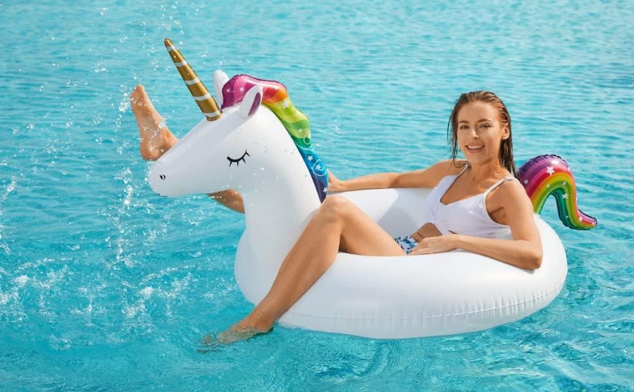 Inflatable Unicorn Flamingo Pool Floats - 2 Pack Pool Floaties Inflatables Rafts for Swimming Pool Tubes for Floating Lake Beach Floaty Swim Rings Pool Party Toys for Adults Kids
