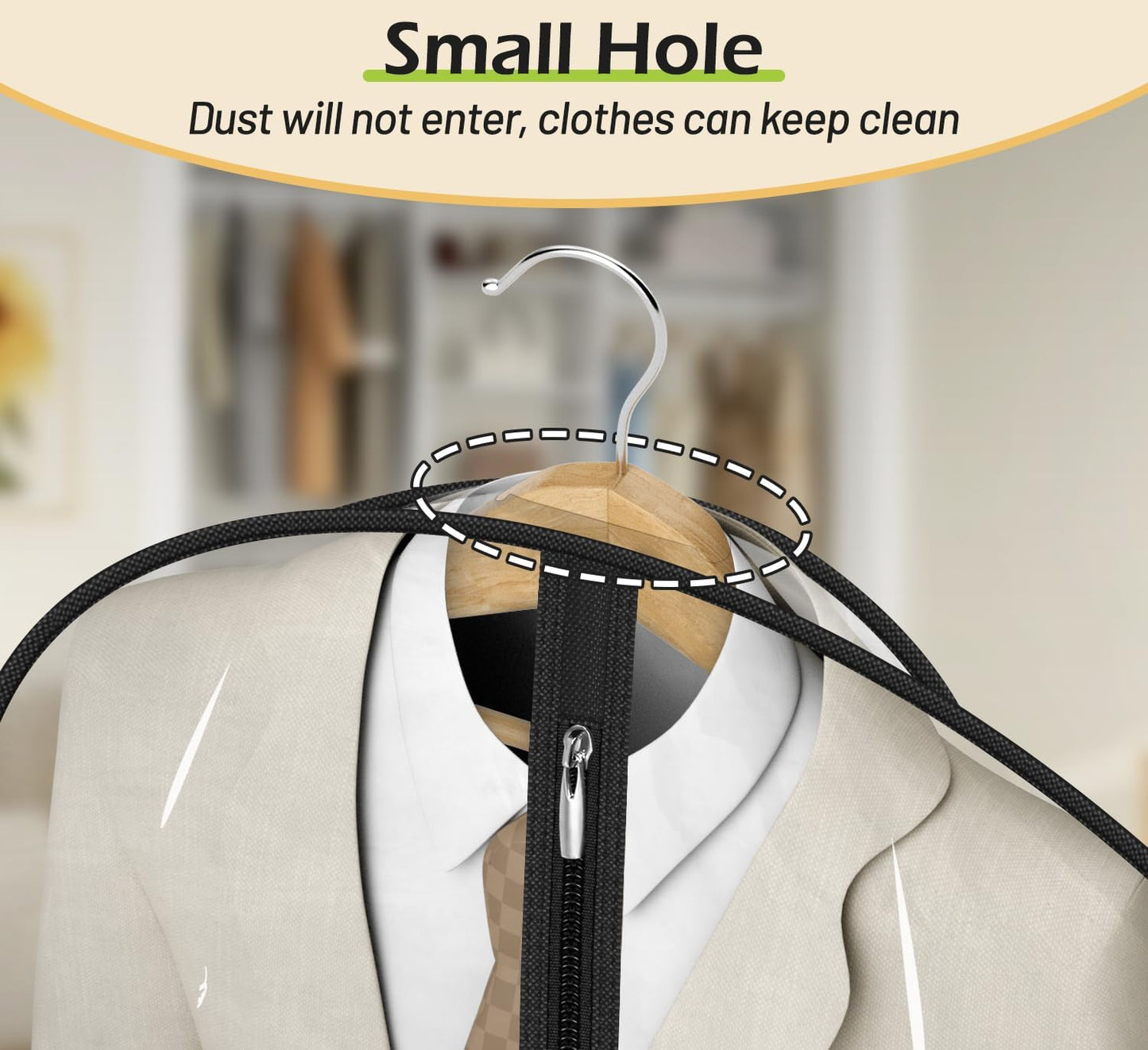 All Clear Garment Bags for Hanging Clothes 40" Suit Bags for Closet Storage Plastic Clothes Covers for Shirts, Jackets, Coats, 6 Packs