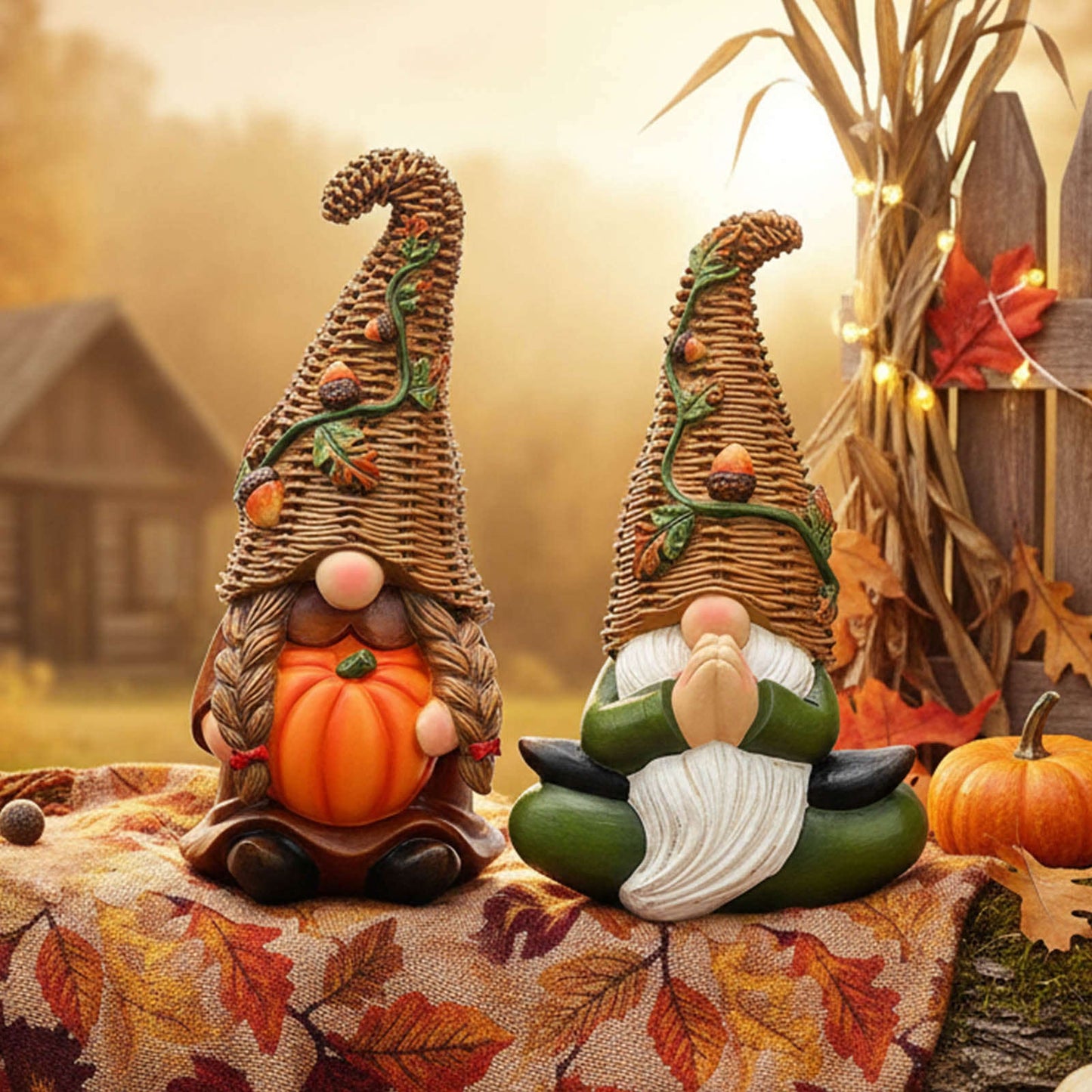 Fall Decorations for Home, Fall Gnomes Decoration, Wicker Gnomes Decor, Thanksgiving Decor, 2Pcs