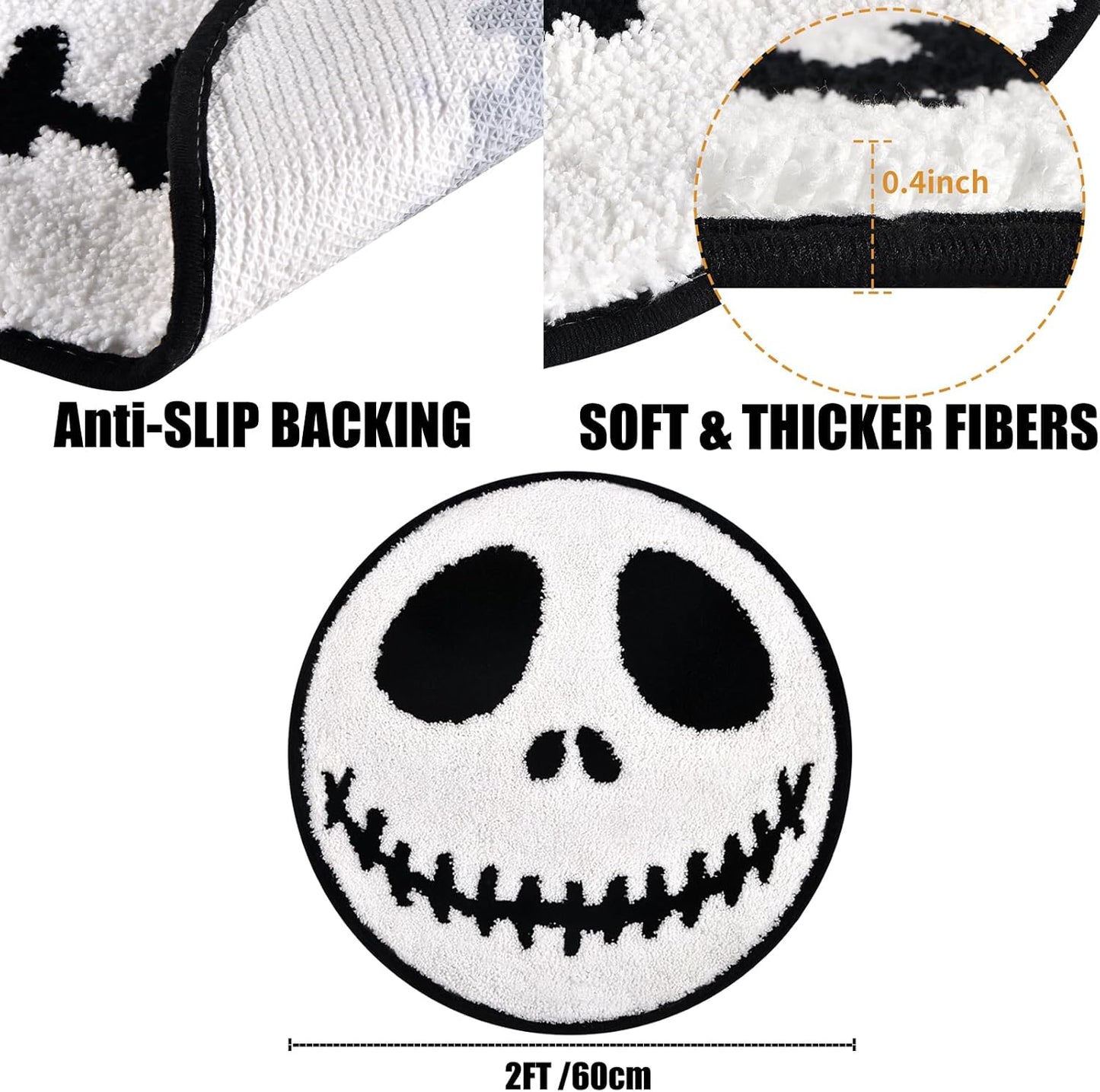 Jack and Sally Nightmare Halloween Bathroom Rugs Mat Non-Slip Bath Rugs for Indoor Bathroom Floor Mats before Christmas Home Room Decor