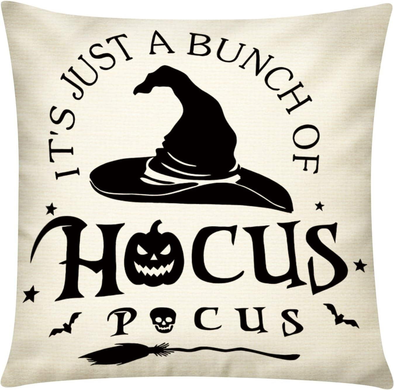 Halloween Pillow Covers 18X18 Inch Set of 6, Indoor Halloween Decorations, Black White Farmhouse Saying Throw Pillow Cover, Scary Pillowcase for Seaonal Party Couch Home Decor