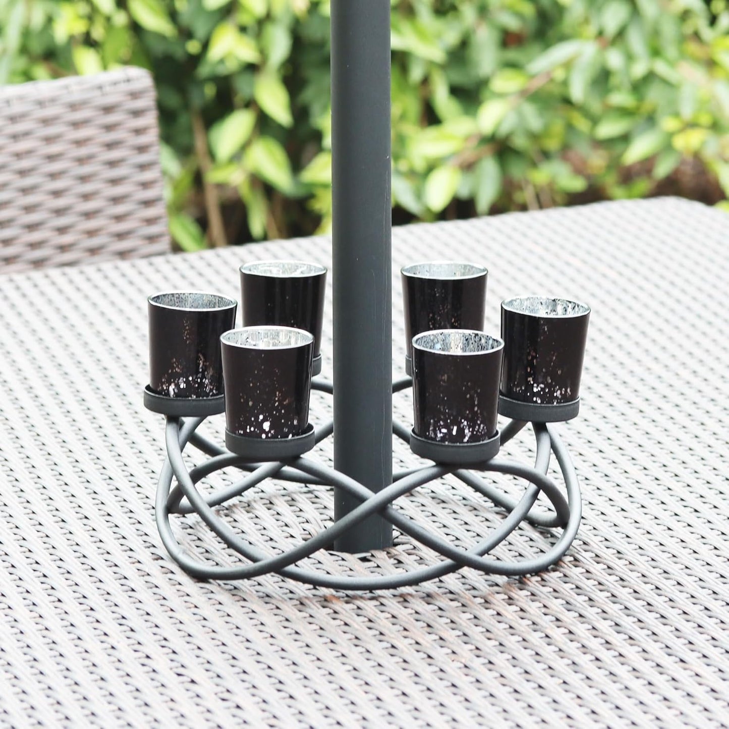 Iron round Table Decor Centerpiece Decorations Candle Holder for Halloween, Weddings, Outdoor Patio, Kitchen, Dining Room, and Coffee Tables, Votive Tealight Holders, Black, 6 Black Cups