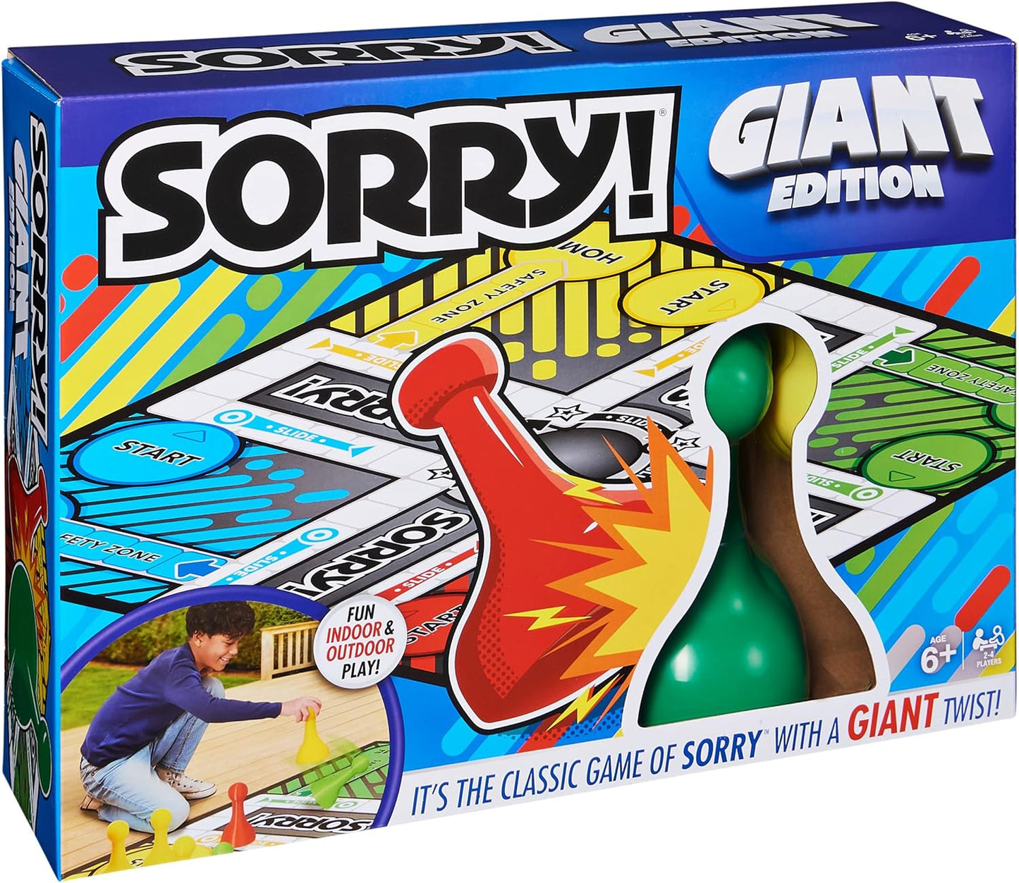 Giant Sorry Classic Family Board Game Indoor Outdoor Retro Party Activity Summer Toy with Oversized Gameboard, for Adults and Kids Ages 6 and Up