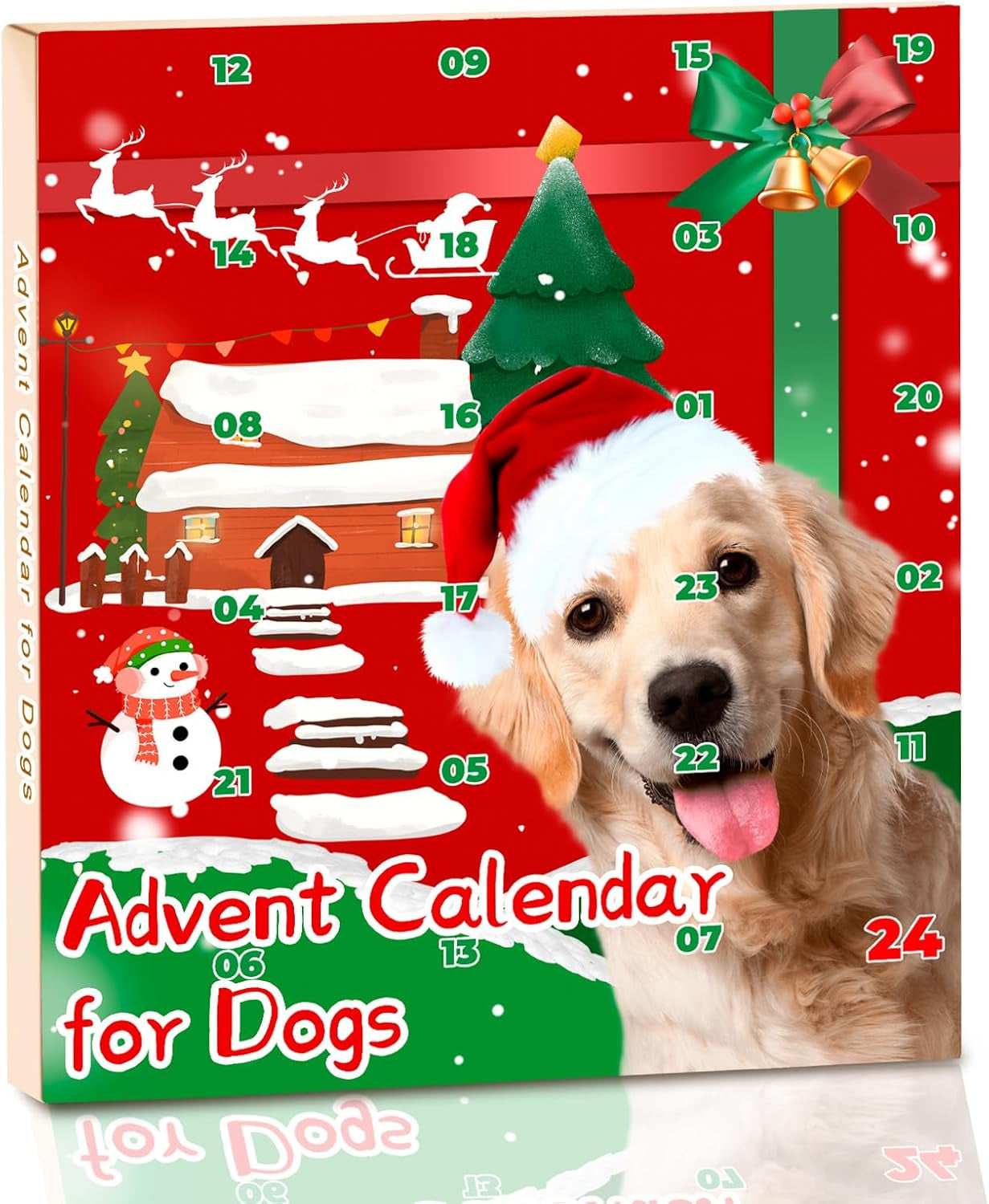 Advent Calendar for Dogs 2025, Dog Advent Calendar 2025, 24 Tasty Dog Treats for Christmas, Whole Meat for All Breeds, Box for Pets