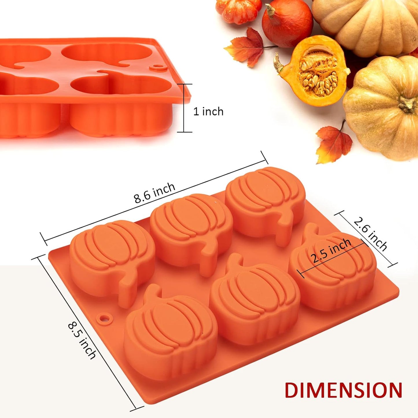 Silicone Molds, 2 Pack Pumpkin Cake Molds Thanksgiving Oreo Muffin Cupcake Pan Hot Chocolate Bomb Mold for Halloween Thanksgiving Fall Baking and Pumpkin Wax Melts Soap Making