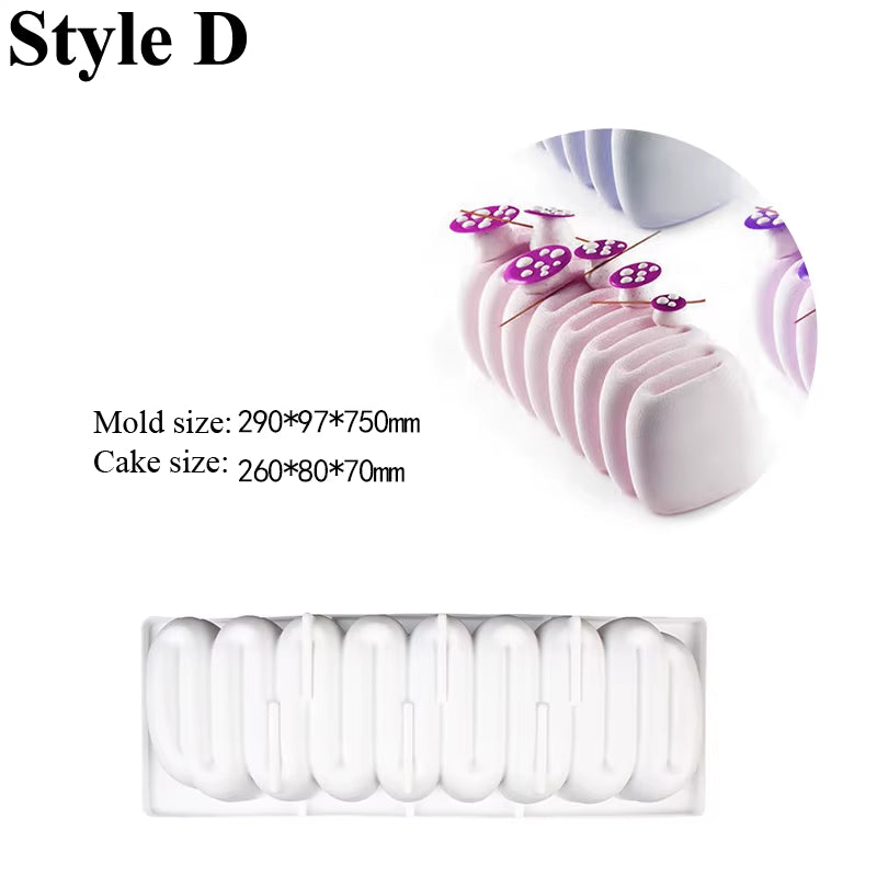 Christmas Long Strip Mousse Cake Moulds Food Grade Silicone Cake Molds French Mousse Mould Party Pastry Tray Kitchen Bakeware