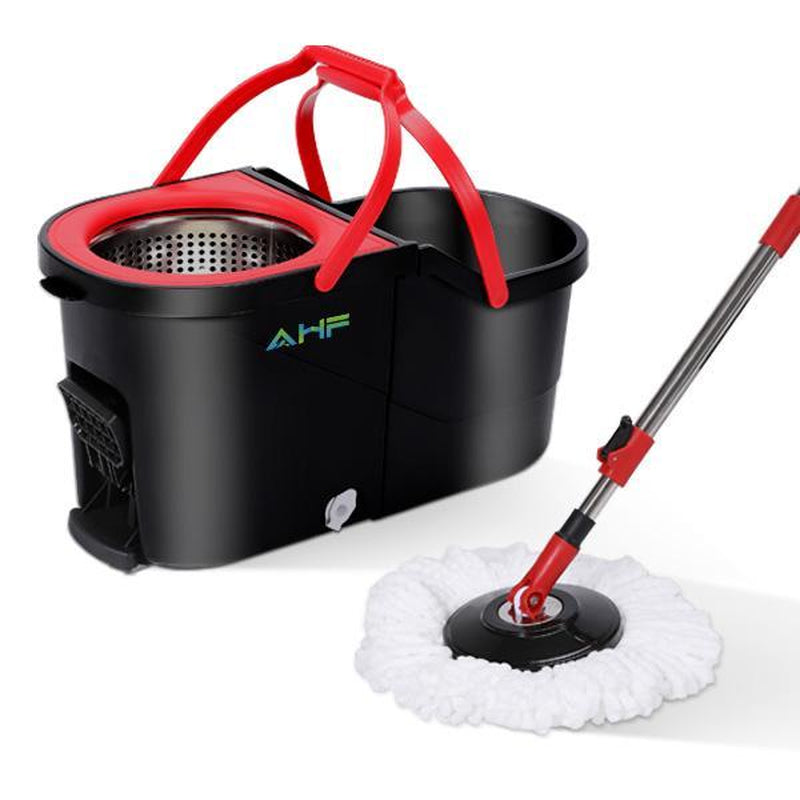 AHF New Model Microfiber Spin Mop R-2/R-2S 360° Rotation Hands-Free Cleaning System Red Standard Design Model R-2/R-2S Upgraded Version Foldable & Space-Saving Household Cleaner Tool
