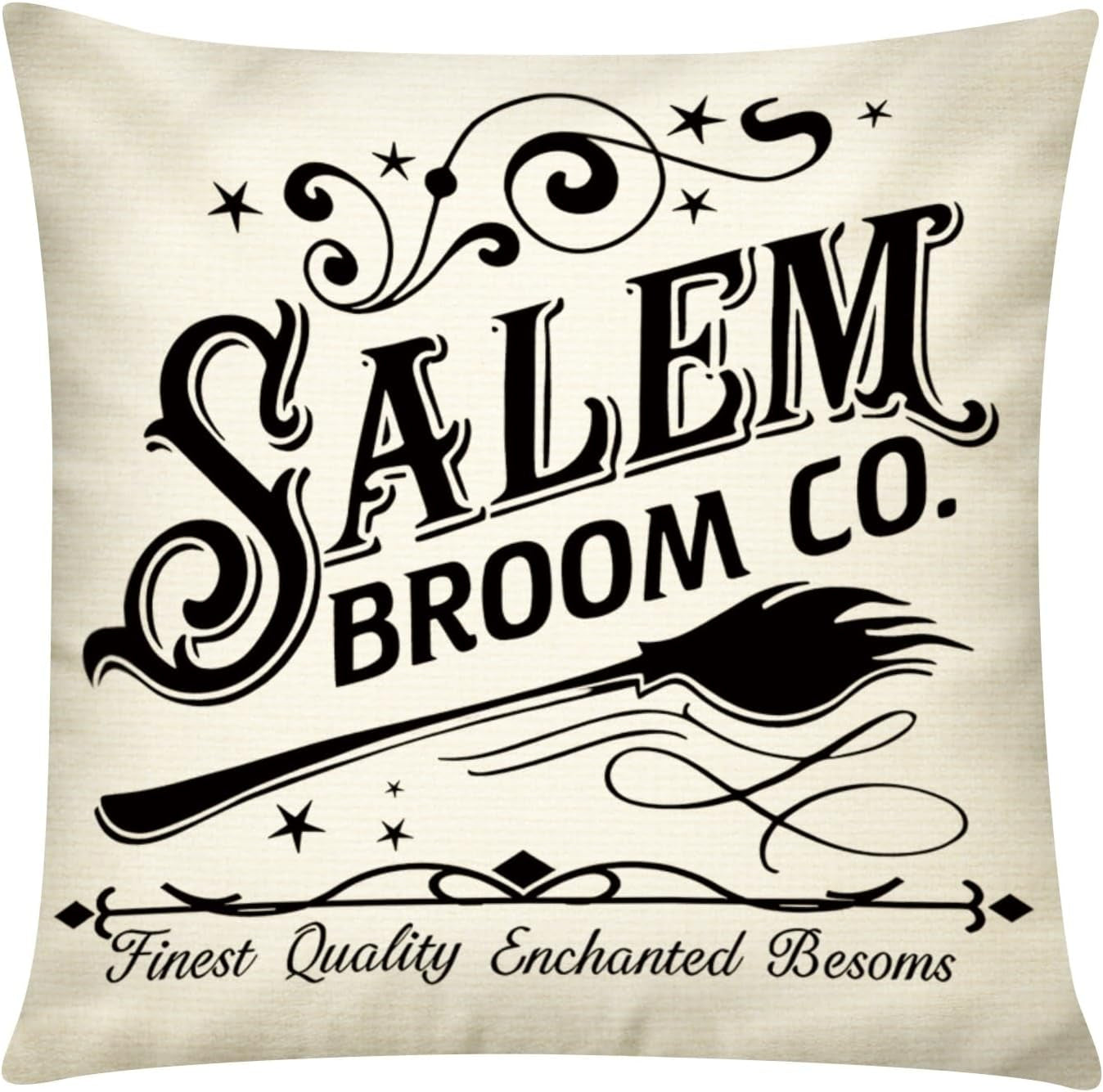 Halloween Pillow Covers 18X18 Inch Set of 6, Indoor Halloween Decorations, Black White Farmhouse Saying Throw Pillow Cover, Scary Pillowcase for Seaonal Party Couch Home Decor