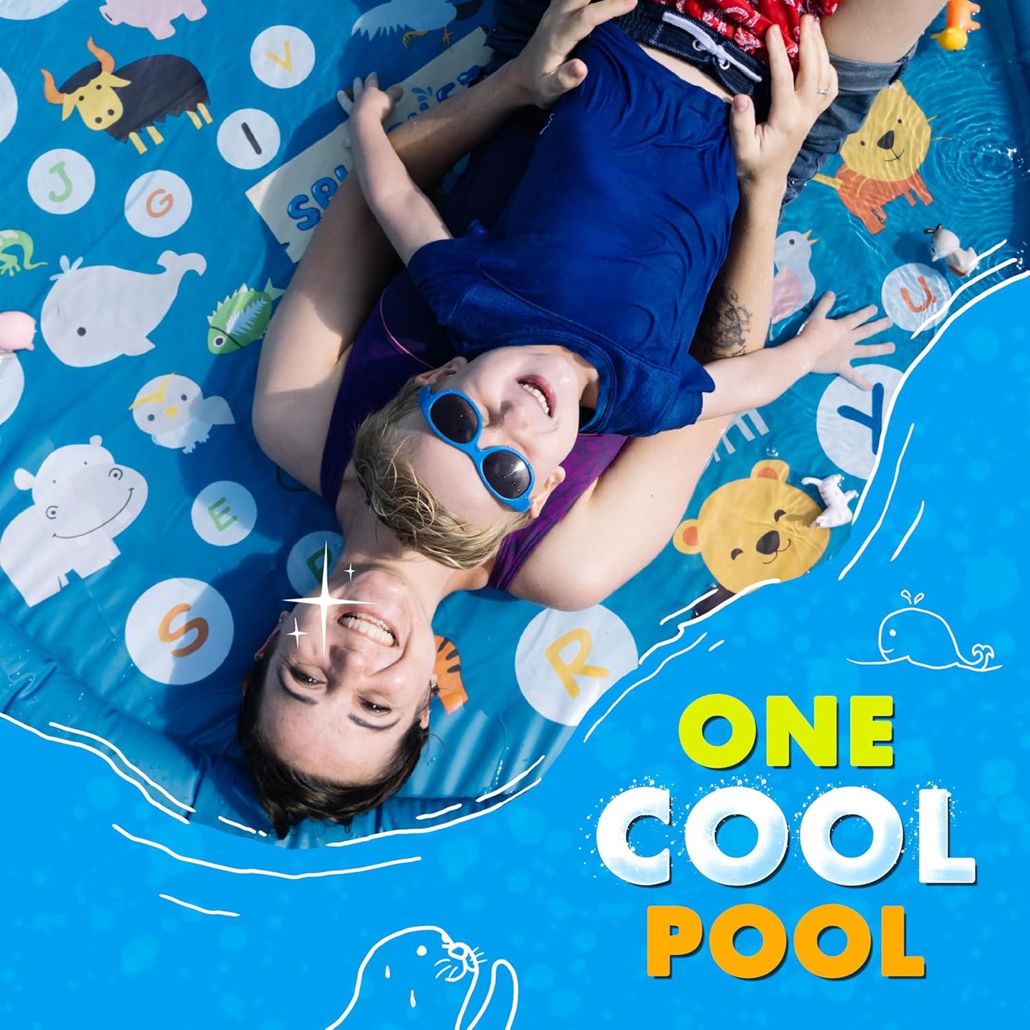 3-In-1 Splash Pad, Sprinkler for Kids & Baby Pool for Learning – Toddler Sprinkler Pool, 60’’ outside Water Toys – “From a to Z” Outdoor Play Mat for Babies & Toddlers