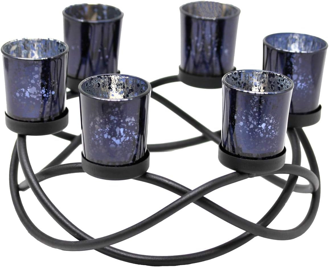 Iron round Table Decor Centerpiece Decorations Candle Holder for Halloween, Weddings, Outdoor Patio, Kitchen, Dining Room, and Coffee Tables, Votive Tealight Holders, Black, 6 Black Cups
