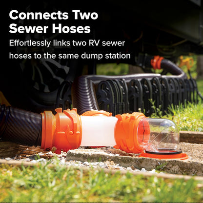 Rhinoflex Camper/Rv Wye Sewer Hose Fitting | Features 360-Degree Swivel Ends & Built-In Gaskets for Odor Tight Connection | Allows for 2 Sewer Hoses to Connect to the Same Dump Station (39812),