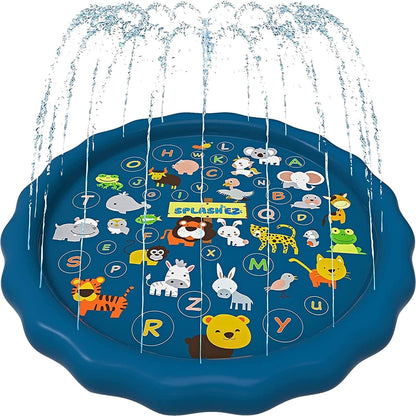 3-In-1 Splash Pad, Sprinkler for Kids & Baby Pool for Learning – Toddler Sprinkler Pool, 60’’ outside Water Toys – “From a to Z” Outdoor Play Mat for Babies & Toddlers