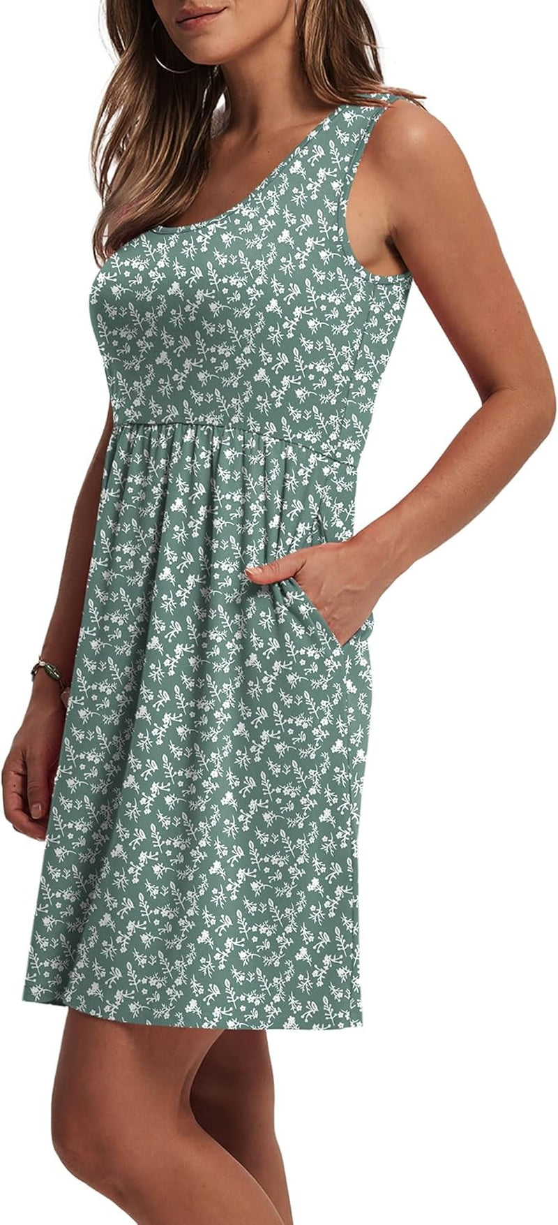 Women'S Summer Dress 2026 A-Line Sleeveless Casual Sundress with Pockets Floral/Solid