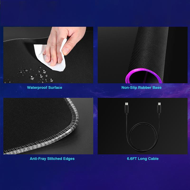 HIWE RGB Gaming Mouse Pad 15W Magnetic Wireless Charging 35X15.8 Extra Large Desk Mat 24 Light Effects Non-Slip Base Waterproof for Gamers