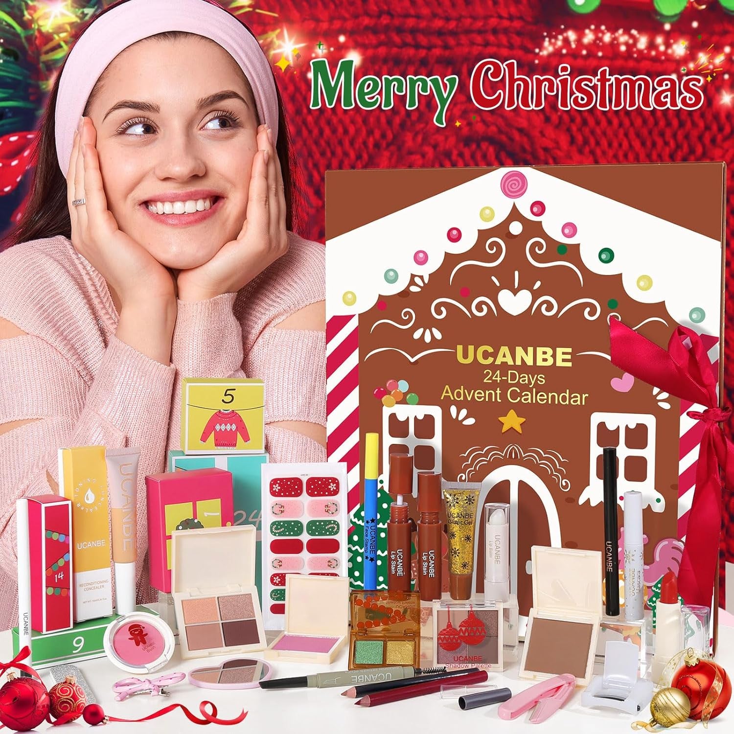 Makeup Advent Calendar 2025, 24 Days Christmas Gift Makeup Sets for Women,  2025 Xmas Countdown Calendar Full Makeup Kits Beauty Makeup & Cosmetic for Teens, Girls Gift