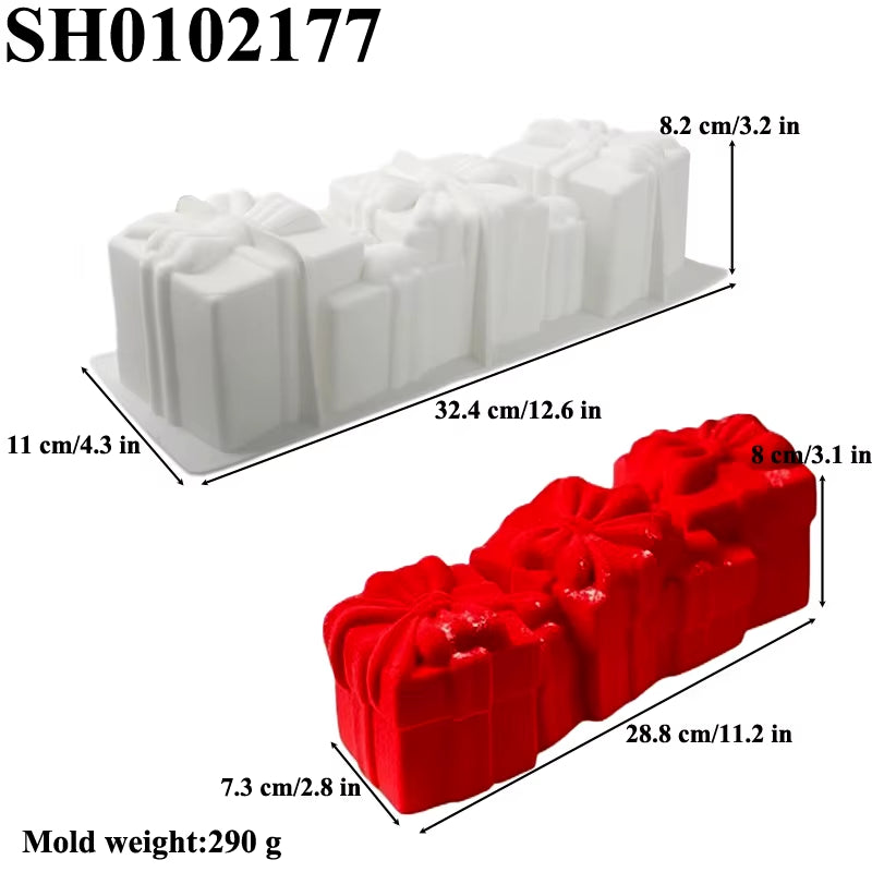 Christmas Long Strip Mousse Cake Moulds Food Grade Silicone Cake Molds French Mousse Mould Party Pastry Tray Kitchen Bakeware