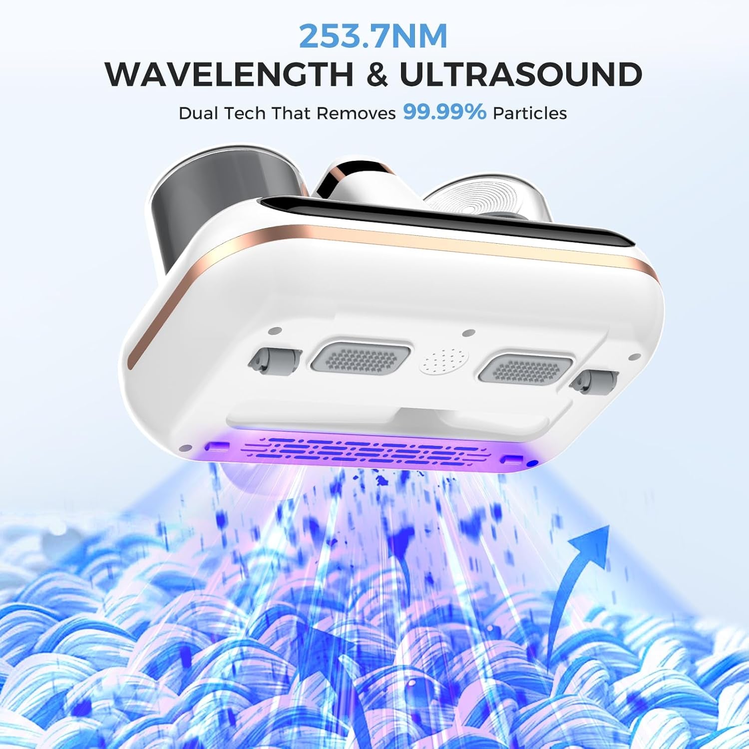 Mattress Vacuum Cleaner - 5-In-1 Cordless Bed Vacuum Cleaner, Powered by UV-C Light & Ultrasonic Technology, 16Kpa Strong Suction,Low Noise,Suitable for Dust, Pet Hair, Etc.