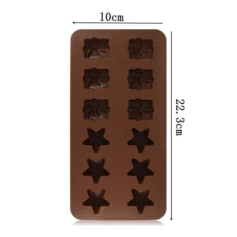 Christmas Shape Silicone Chocolate Mould Non-Stick Fondant Cookie Baking Trays Xmas Trees Candy Gingerbread Man Gift Mold Tools