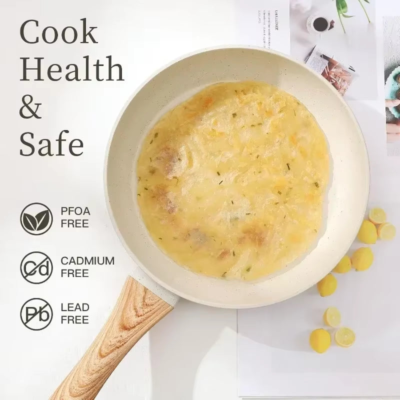 HOME Tool 16PCS Pots and Pans Set Non Stick Cookware Set Nonstick with Cooking Set (White, 16Pieces) Free Delivery