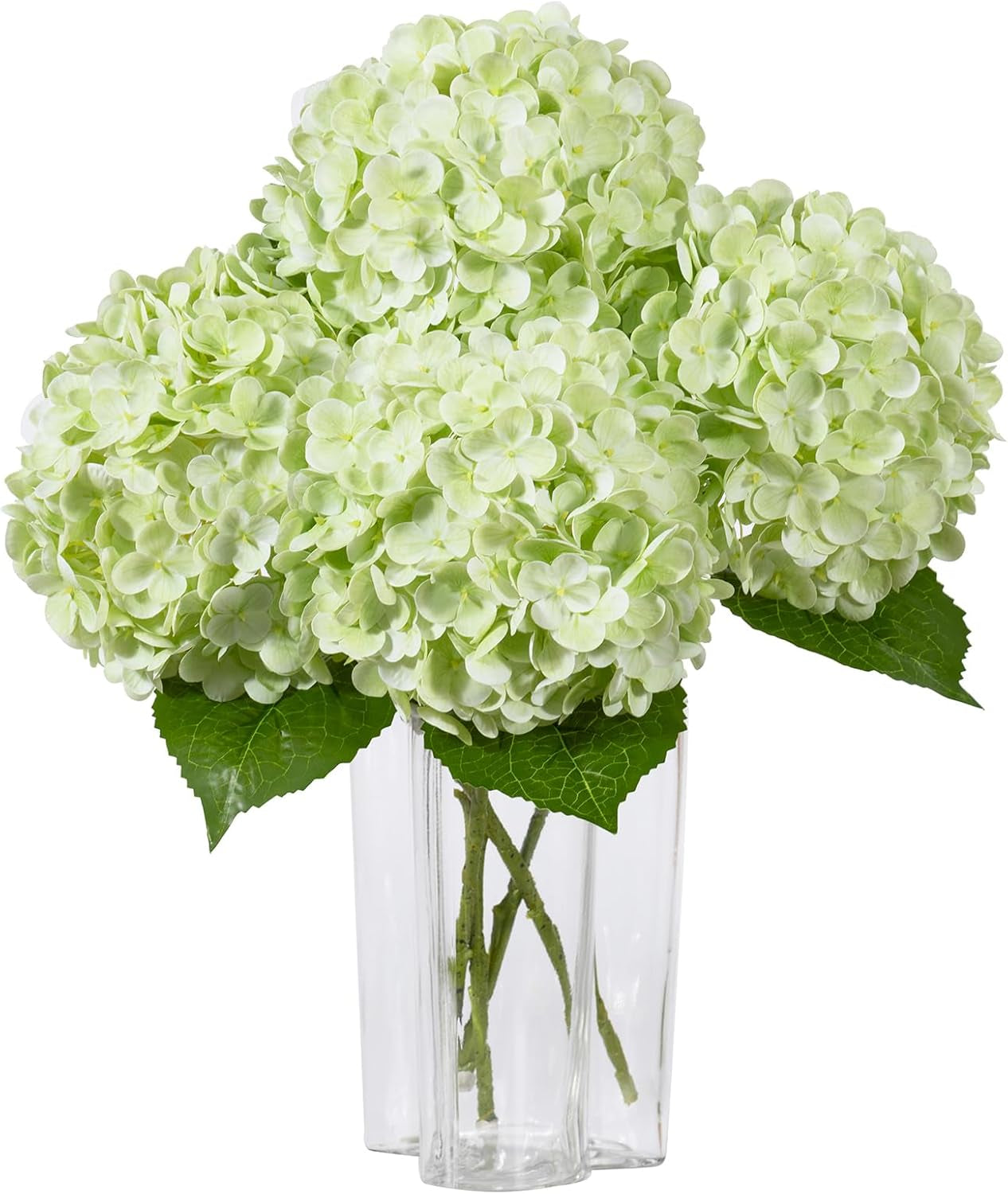 4Pcs Large Hydrangea Artificial Flowers,20 Inch Latex Real Touch Hydrangeas Lifelike Hydrangea Flower for Home Wedding Bouquets Centerpieces Party Living Room Decoration(Light Green)