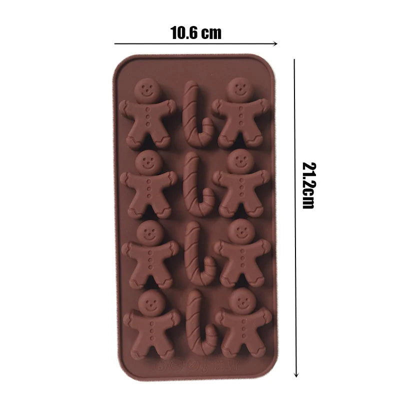 Christmas Shape Silicone Chocolate Mould Non-Stick Fondant Cookie Baking Trays Xmas Trees Candy Gingerbread Man Gift Mold Tools