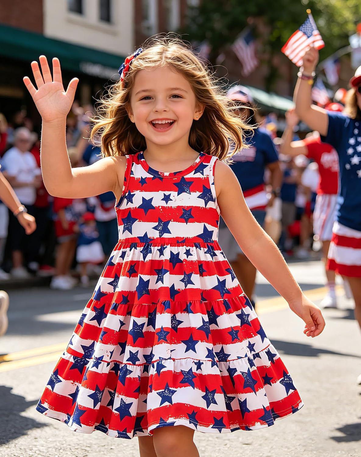 Little Girls Casual Sleeveless Dresses Summer Swing Twirly Sundress Kids 3D Cute Sun Dress 4-8T