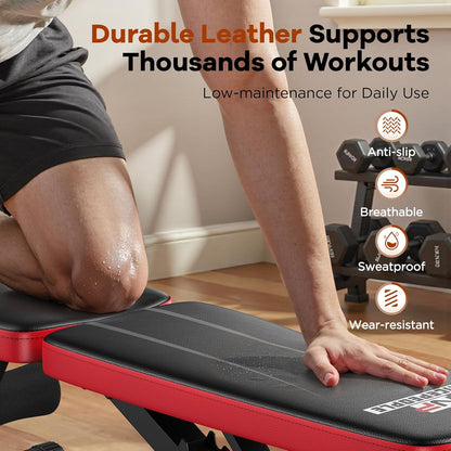 Basic Weight Bench for Home Gym, 8 Backrests Adjustable Bench with 660LBS Weight Capacity for Chest Shoulders Arms Muscles, Foldable and Compact for Small Space Apartment Room