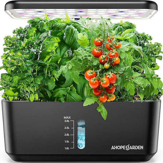 Indoor Garden Hydroponics Growing System: 10 Pods Plant Germination Kit Herb Vegetable Growth Lamp Countertop with LED Grow Light - Hydrophonic Planter Grower Harvest Lettuce
