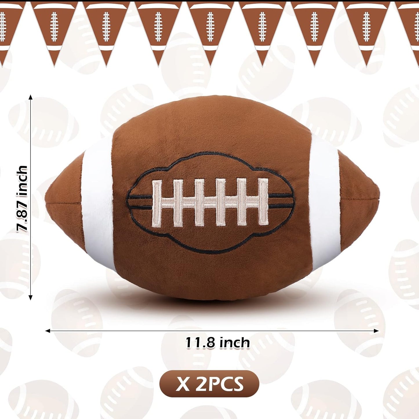 2 Pcs Plush Football Pillows Fluffy Soft Stuffed Sports Throw Pillows Cute Football Shaped Cushions for Bedroom Nursery Room Decoration