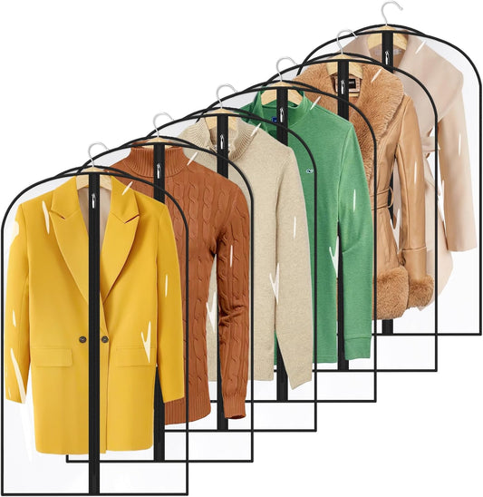 All Clear Garment Bags for Hanging Clothes 40" Suit Bags for Closet Storage Plastic Clothes Covers for Shirts, Jackets, Coats, 6 Packs