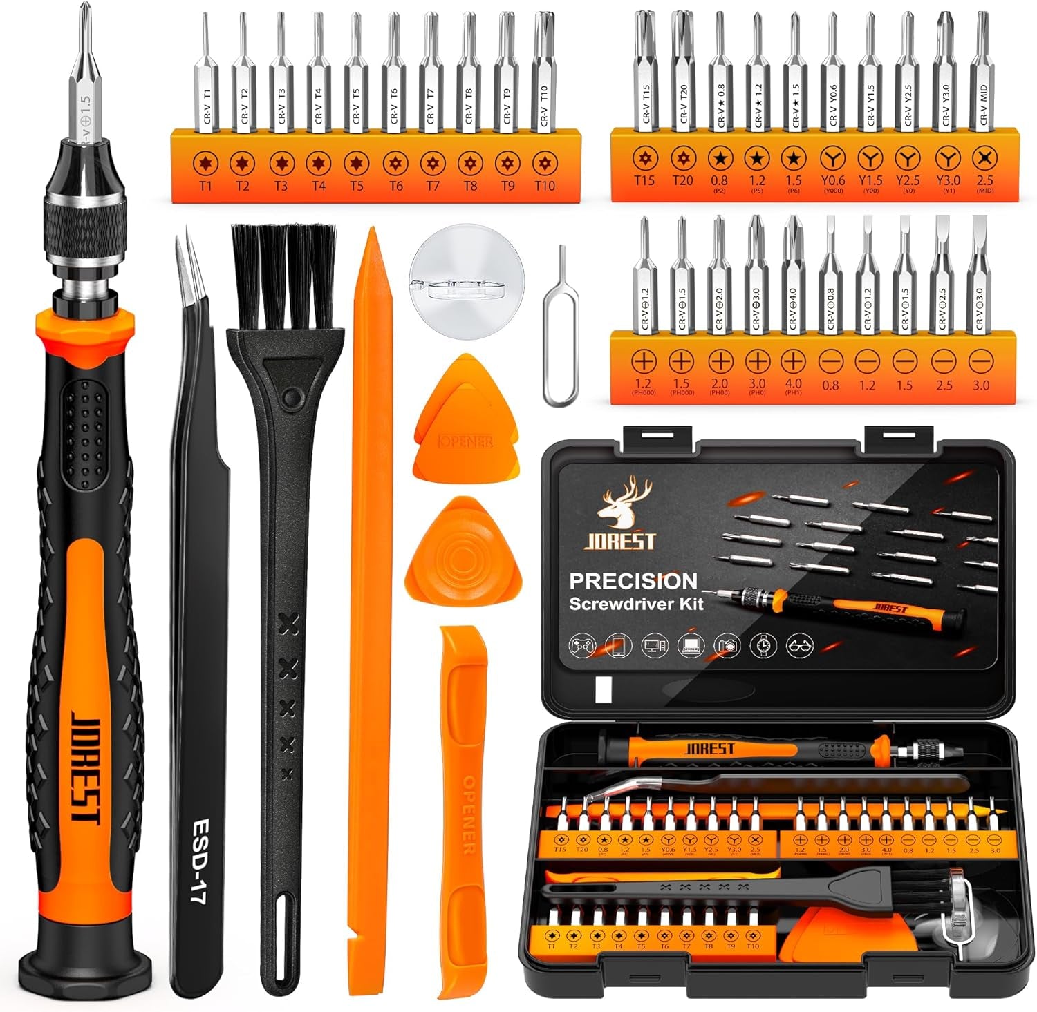40Pcs Small Precision Screwdriver Set with Torx Triwing Phillips, Mini Repair Tool Kit for Macbook, Computer, Laptop, PC, Iphone, PS5, Xbox, Switch, Glasses, Watch, Ring Doorbell, Electronics