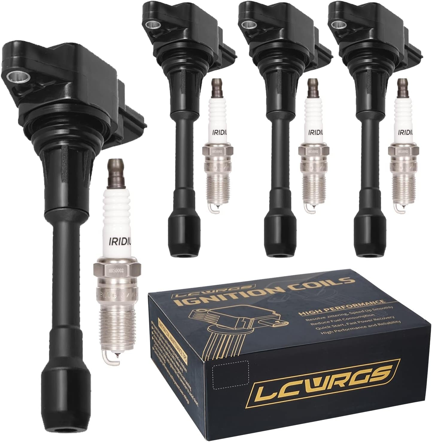 Set of 4 Ignition Coil Pack and Spark Plugs Fits for 2007 2008 2009 2010 2011 2012 2013 Nissan Altima Versa Sentra Rogue Cube NV200 2.5 1.8 1.6 2.0 L4 Spark Plugs Coil Packs Replaces# UF549 & 9029