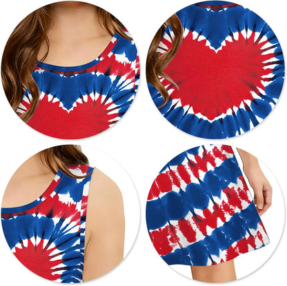 Girls 4Th of July Dress: Red White and Blue Dresses Kids Girls a Line Sleeveless Sundress 5-12 Years