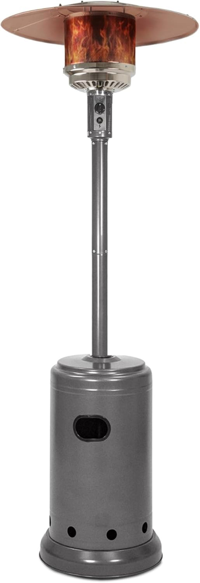 46,000 BTU Portable Outdoor Propane Patio Heater with Wheels, Commercial & Residential with Water Tank, Adjustable Heat Output, 9-Foot Radius, Slate Gray, 32.1"L X 32.1"W X 91.3"H