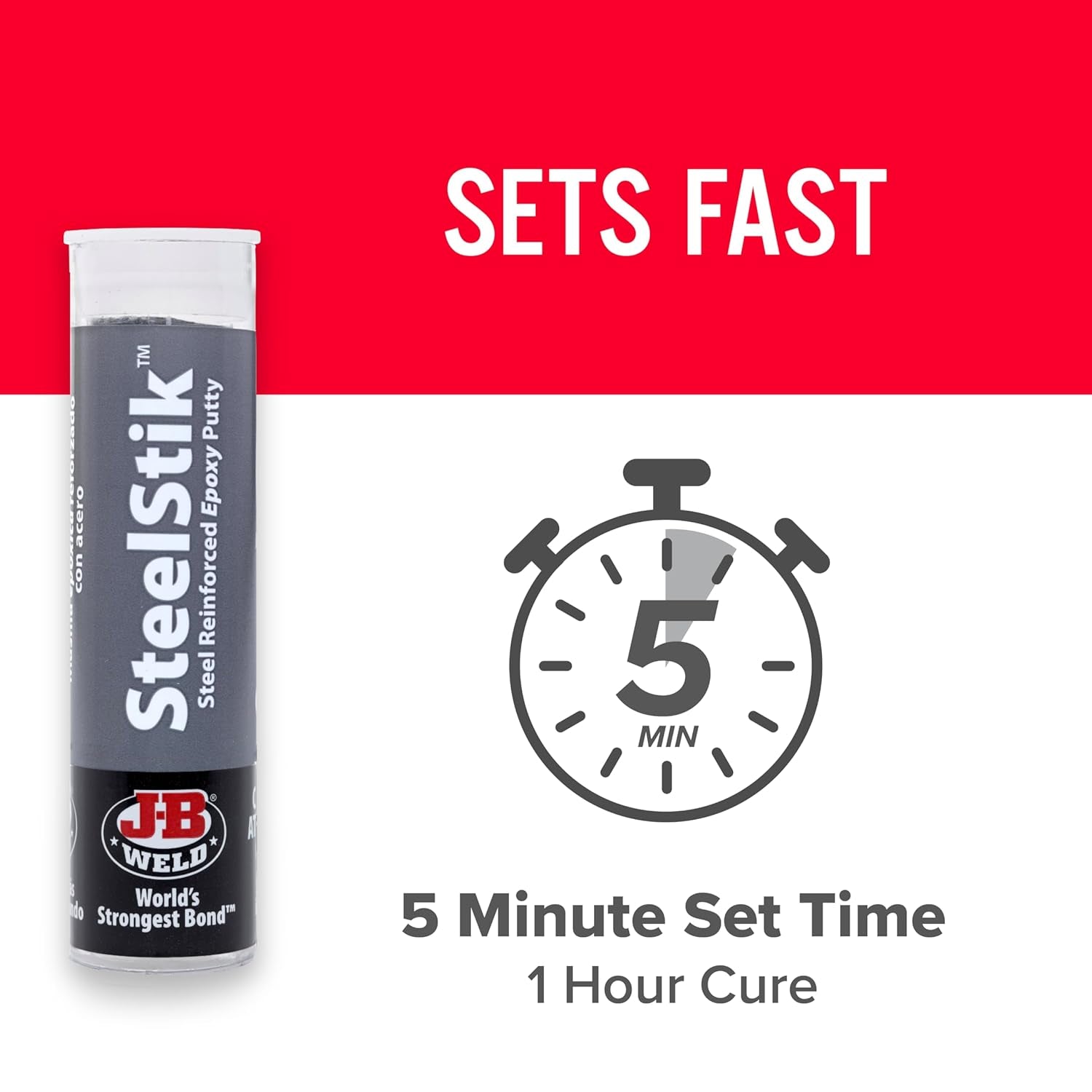 Steelstik, 1 Hour Cure, Steel Reinforced Epoxy Putty Stick - 2 Pack, Dark Grey (8267-2)