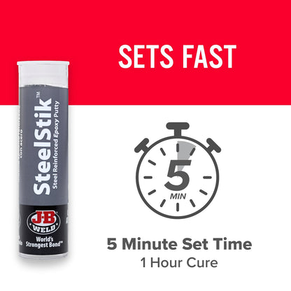 Steelstik, 1 Hour Cure, Steel Reinforced Epoxy Putty Stick - 2 Pack, Dark Grey (8267-2)