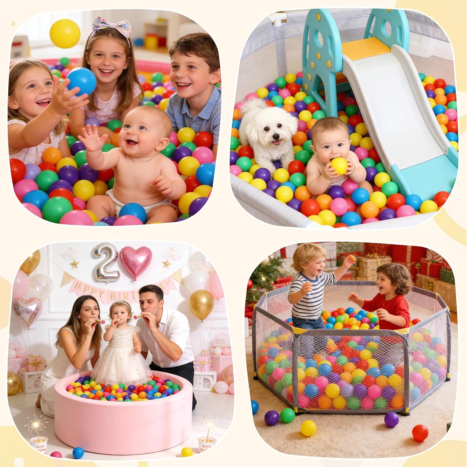 Ball Pit Balls Phthalate Free BPA Free Crush Proof Plastic - 7 Bright Colors in Reusable Play Toys for Kids with Storage Bag