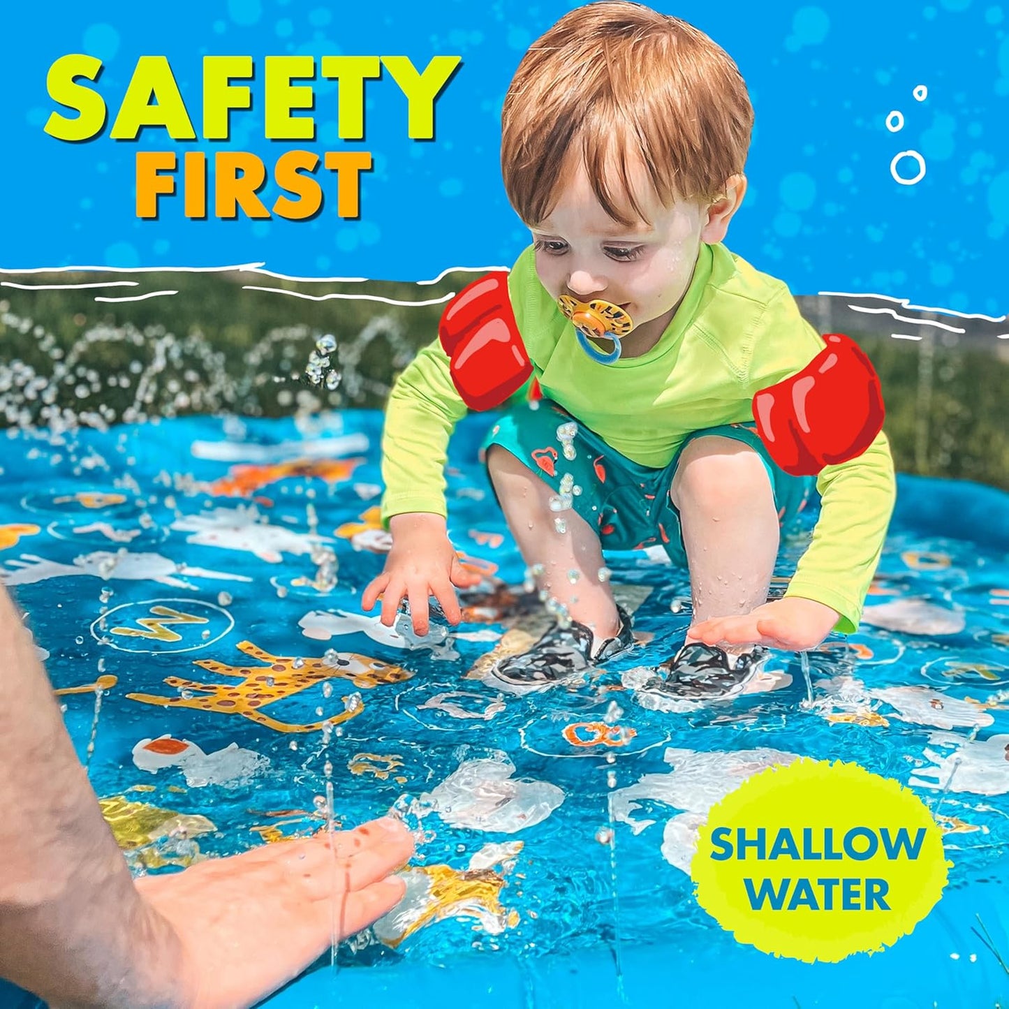 3-In-1 Splash Pad, Sprinkler for Kids & Baby Pool for Learning – Toddler Sprinkler Pool, 60’’ outside Water Toys – “From a to Z” Outdoor Play Mat for Babies & Toddlers