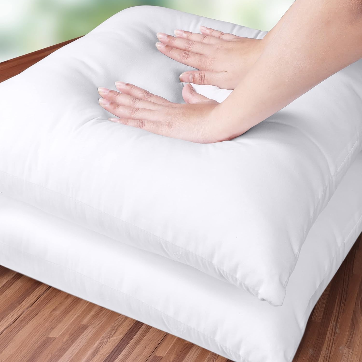 Throw Pillows Insert (Pack of 2, White) - 18 X 18 Inches Bed and Couch Pillows - Indoor Decorative Pillow