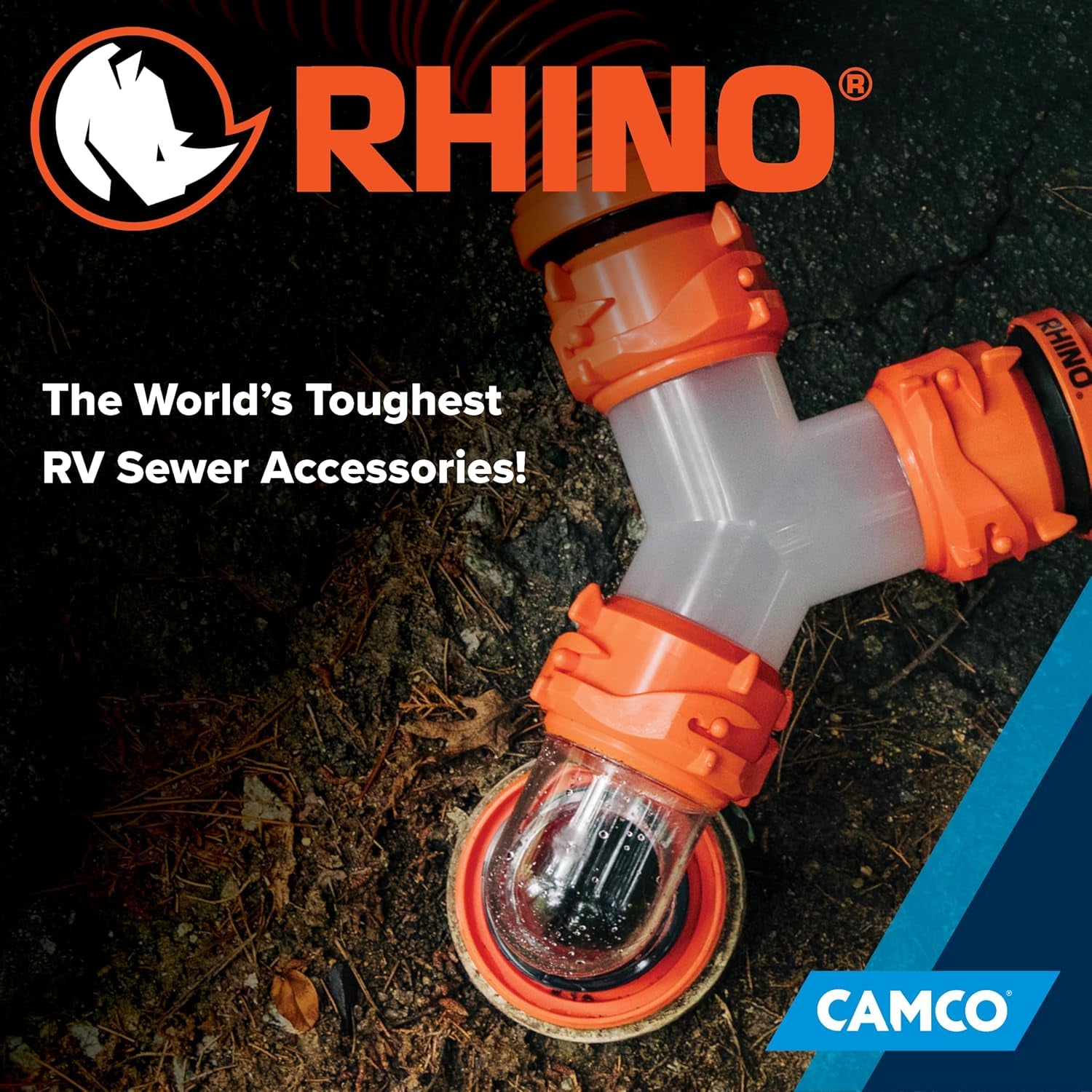 Rhinoflex Camper/Rv Wye Sewer Hose Fitting | Features 360-Degree Swivel Ends & Built-In Gaskets for Odor Tight Connection | Allows for 2 Sewer Hoses to Connect to the Same Dump Station (39812),