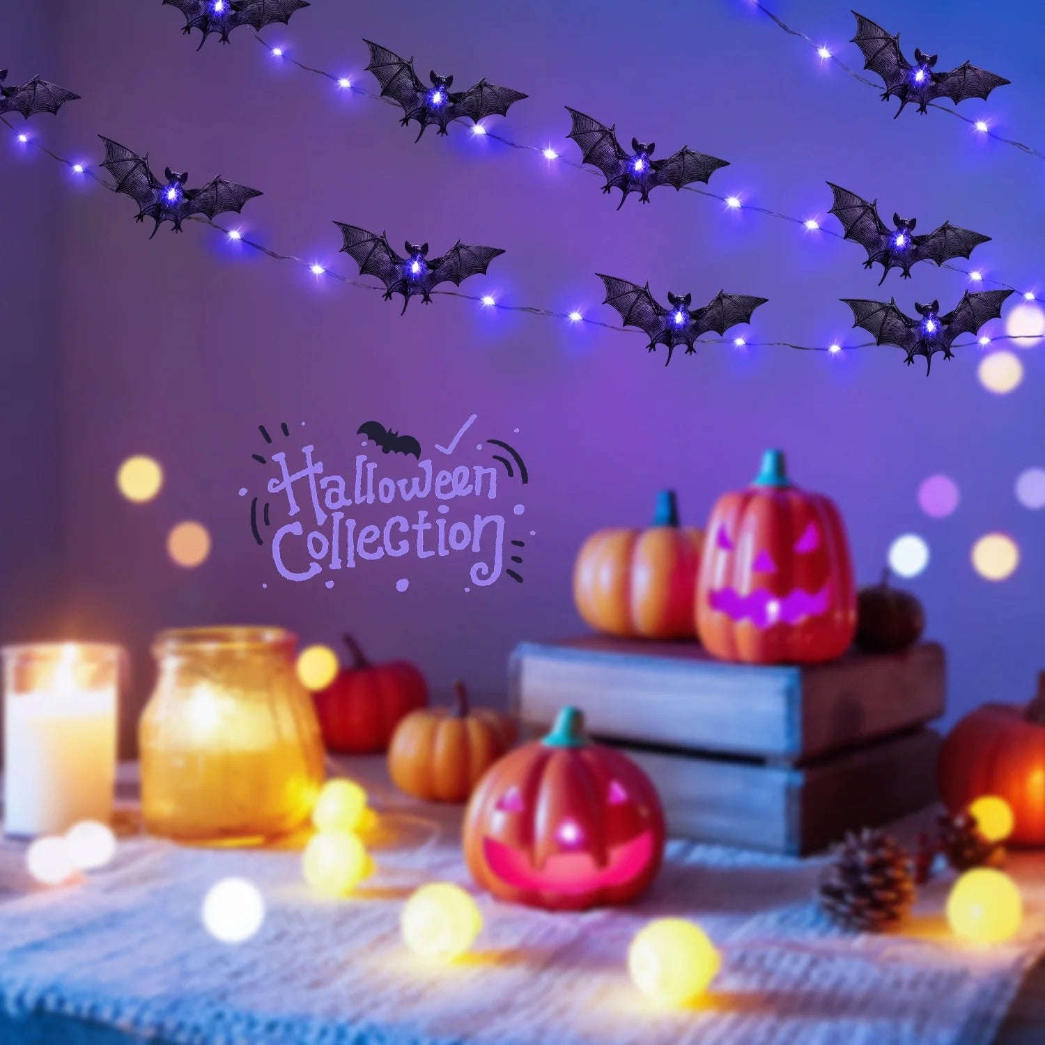 Bats Halloween Lights, 9.8FT 30 LED Halloween String Lights for Indoor Outdoor Halloween Decorations and Halloween Decor