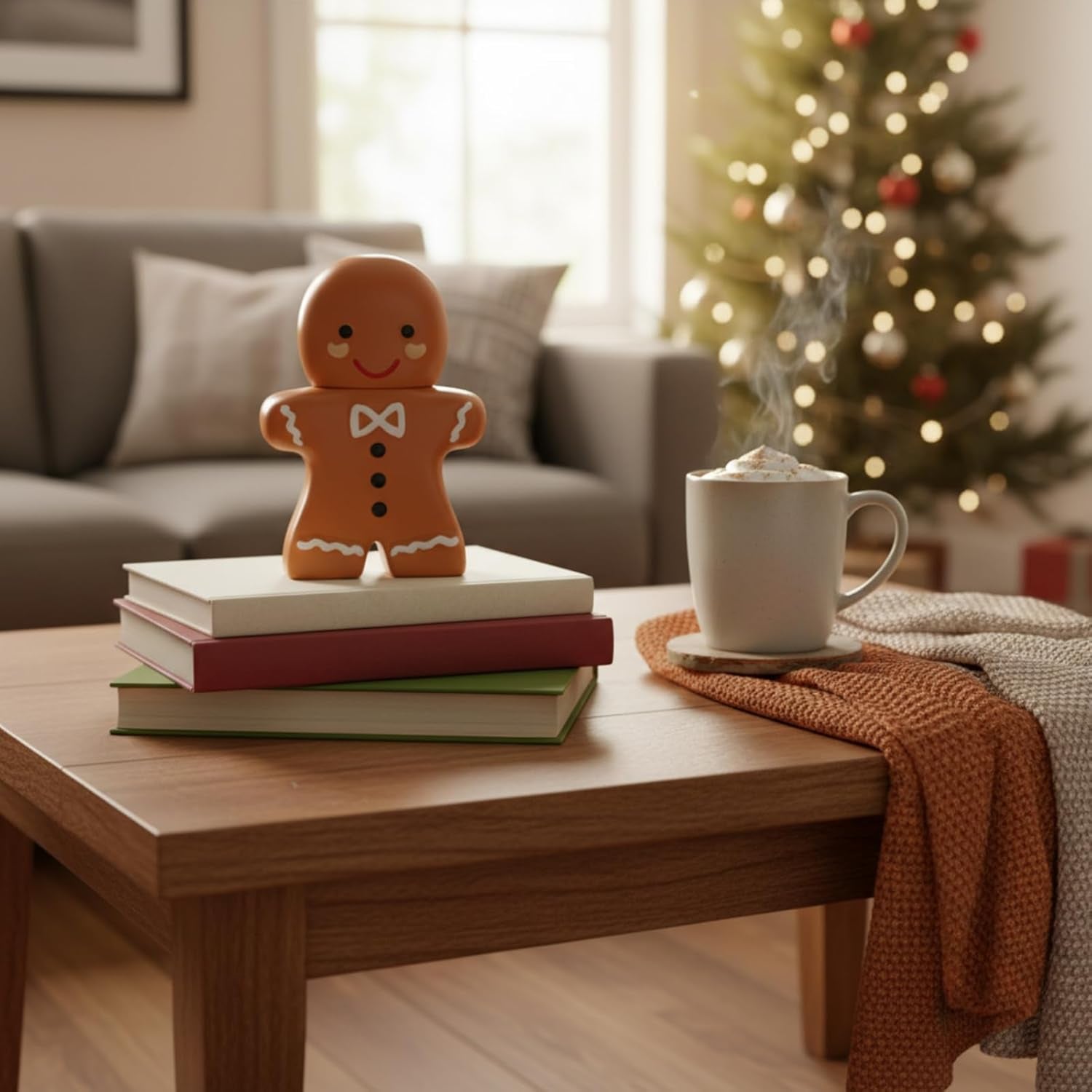 Gingerbread Man Christmas Cookie Jar 10 Inch Ceramic Christmas Candy Cookie Jars with Lids Decorative Treats Storage Container for Holiday Xmas Kitchen Decoration Gift Counter