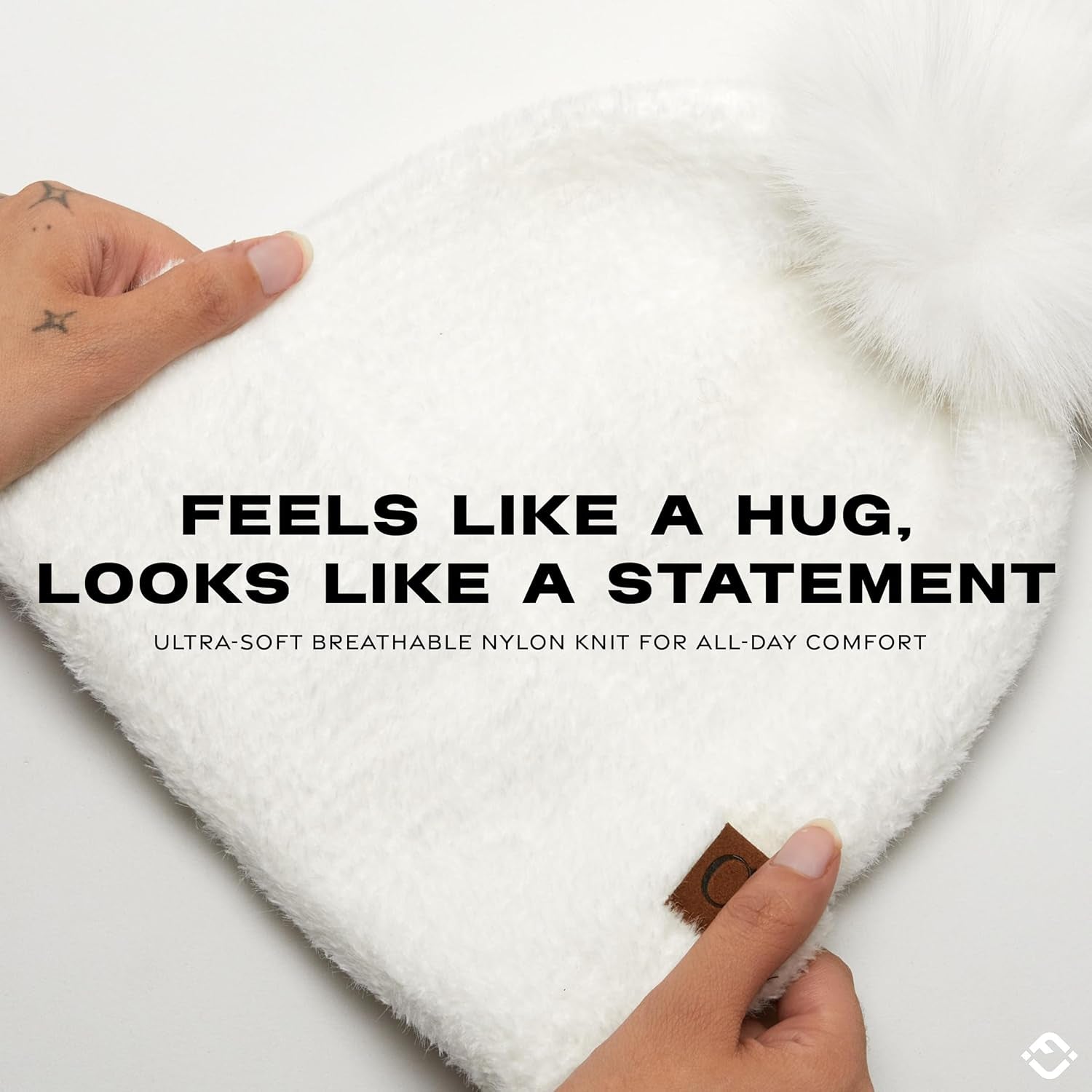 Beanie for Women Ultra Soft Chenille Faux Fur Pom Pom Winter Hats Warm Ski Cap Fashion