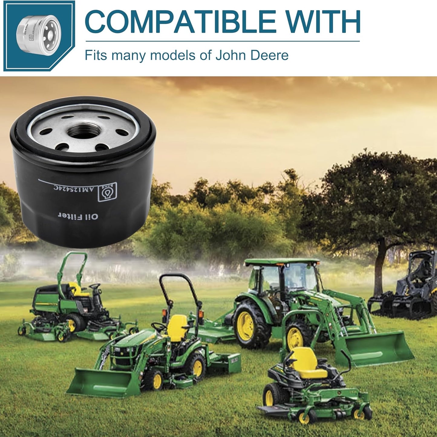 （4PACK）AM125424 Oil Filter Replacement for John Deere Am125424C,Compatible with John Deere AM39687 AM119567 AM125424 LG4153 LG492932S GY20577